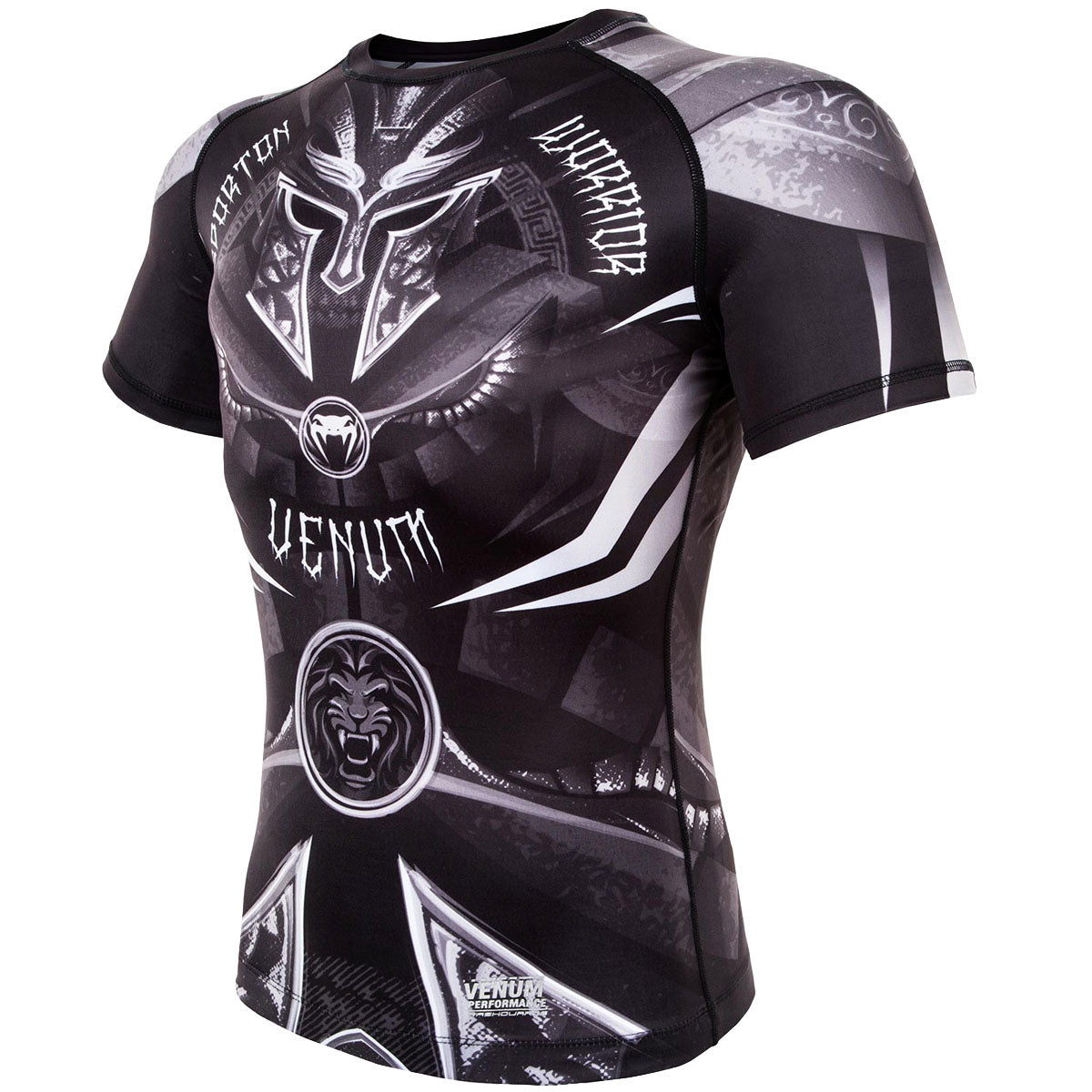 Venum Gladiator 3.0 Short Sleeve MMA Compression Rashguard - Black/White - Forza Sports