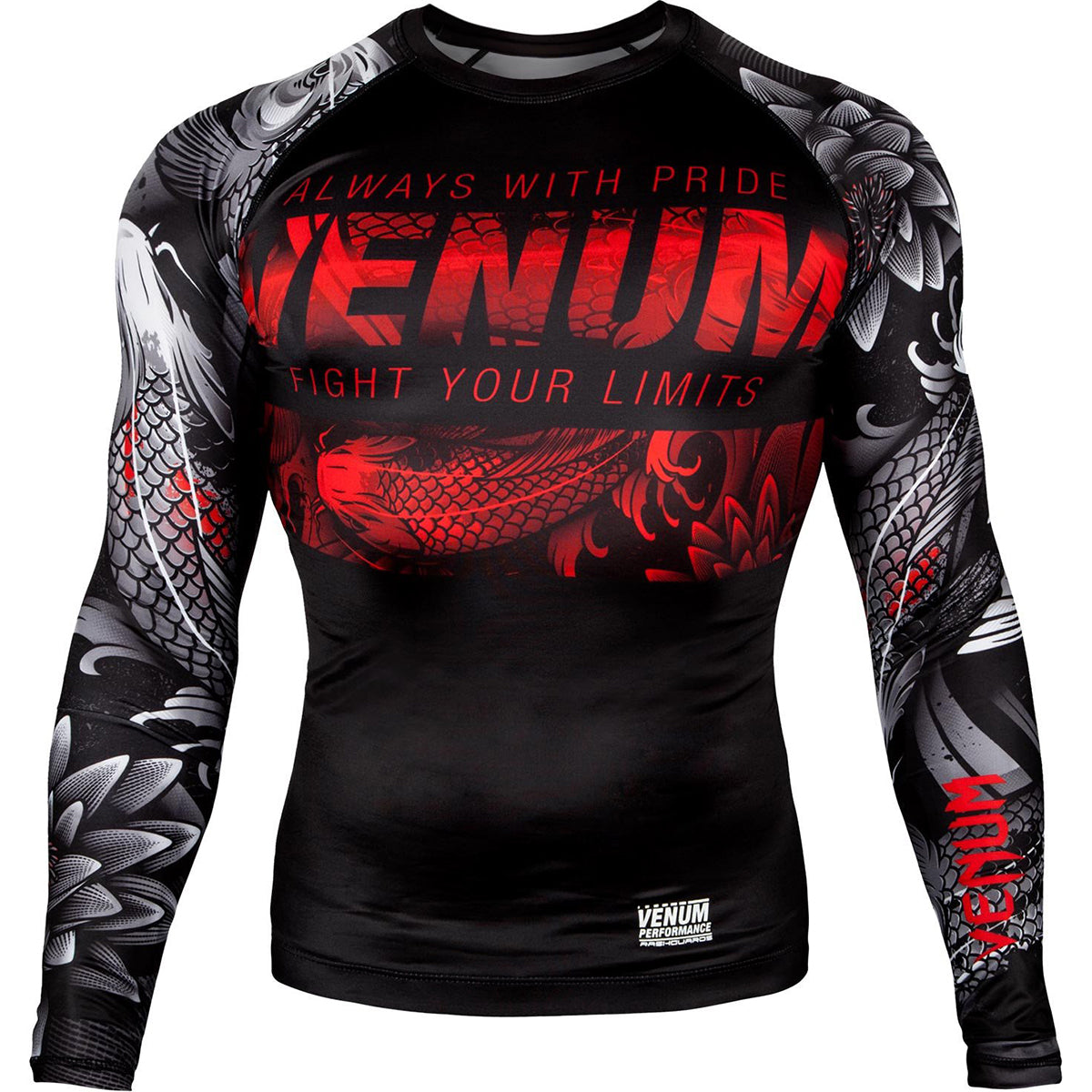 Venum Koi 2.0 Long Sleeve MMA Compression Rashguard - Black/White Venum