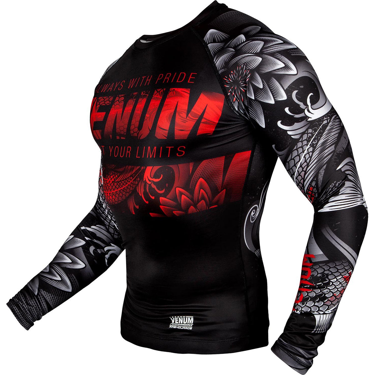 Venum Koi 2.0 Long Sleeve MMA Compression Rashguard - Black/White Venum