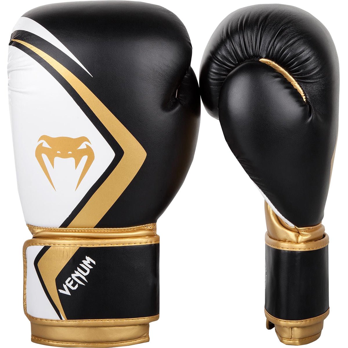 Venum Contender 2.0 Training Boxing Gloves - Black/White/Gold - Forza Sports