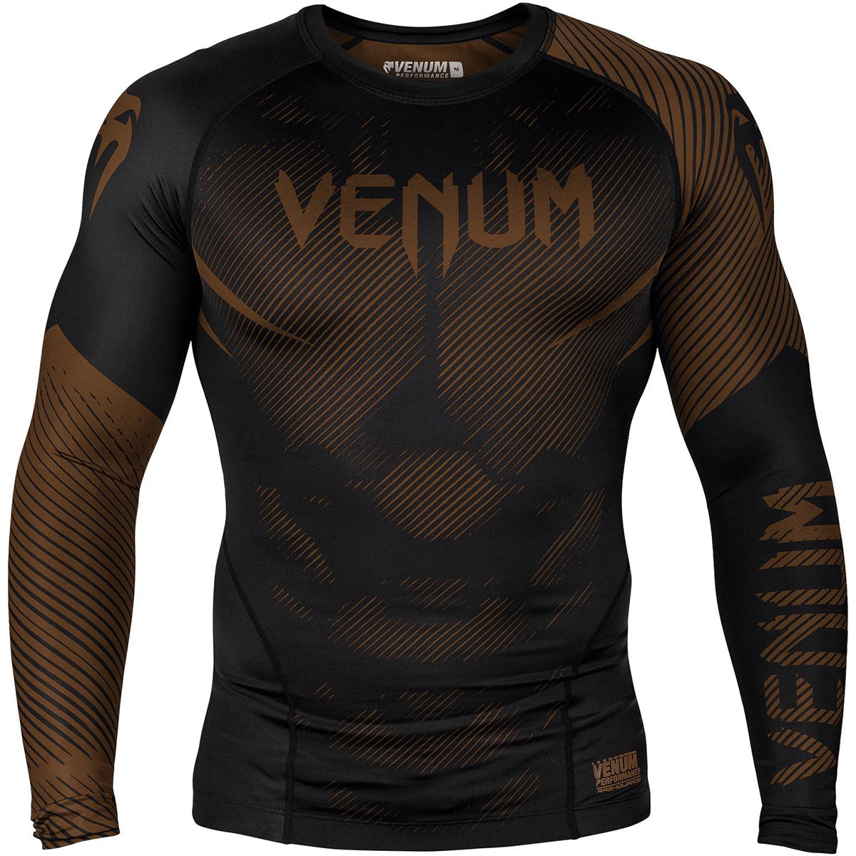 Venum No-Gi 2.0 Long Sleeve MMA Compression Rashguard - Black/Brown Venum
