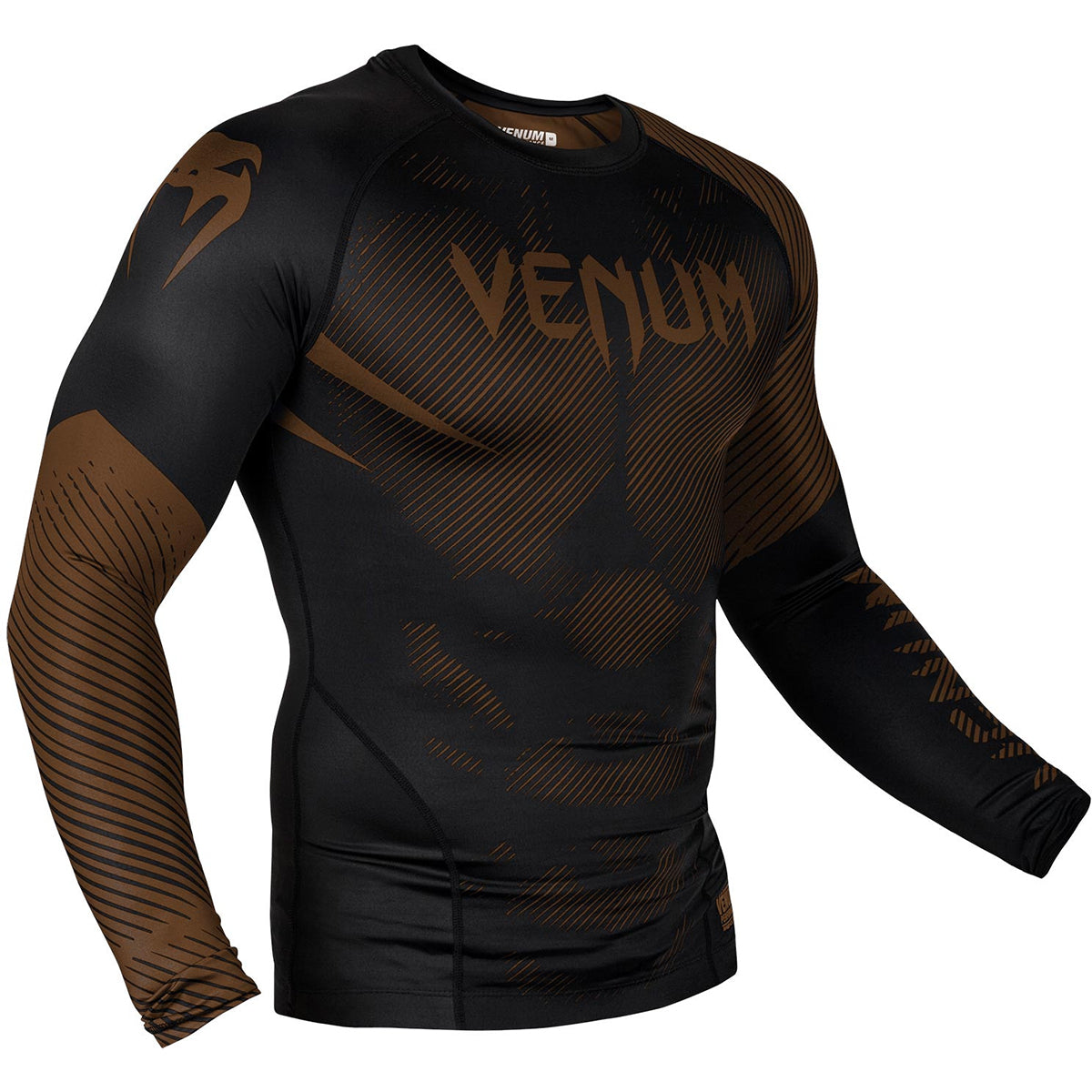Venum No-Gi 2.0 Long Sleeve MMA Compression Rashguard - Black/Brown Venum