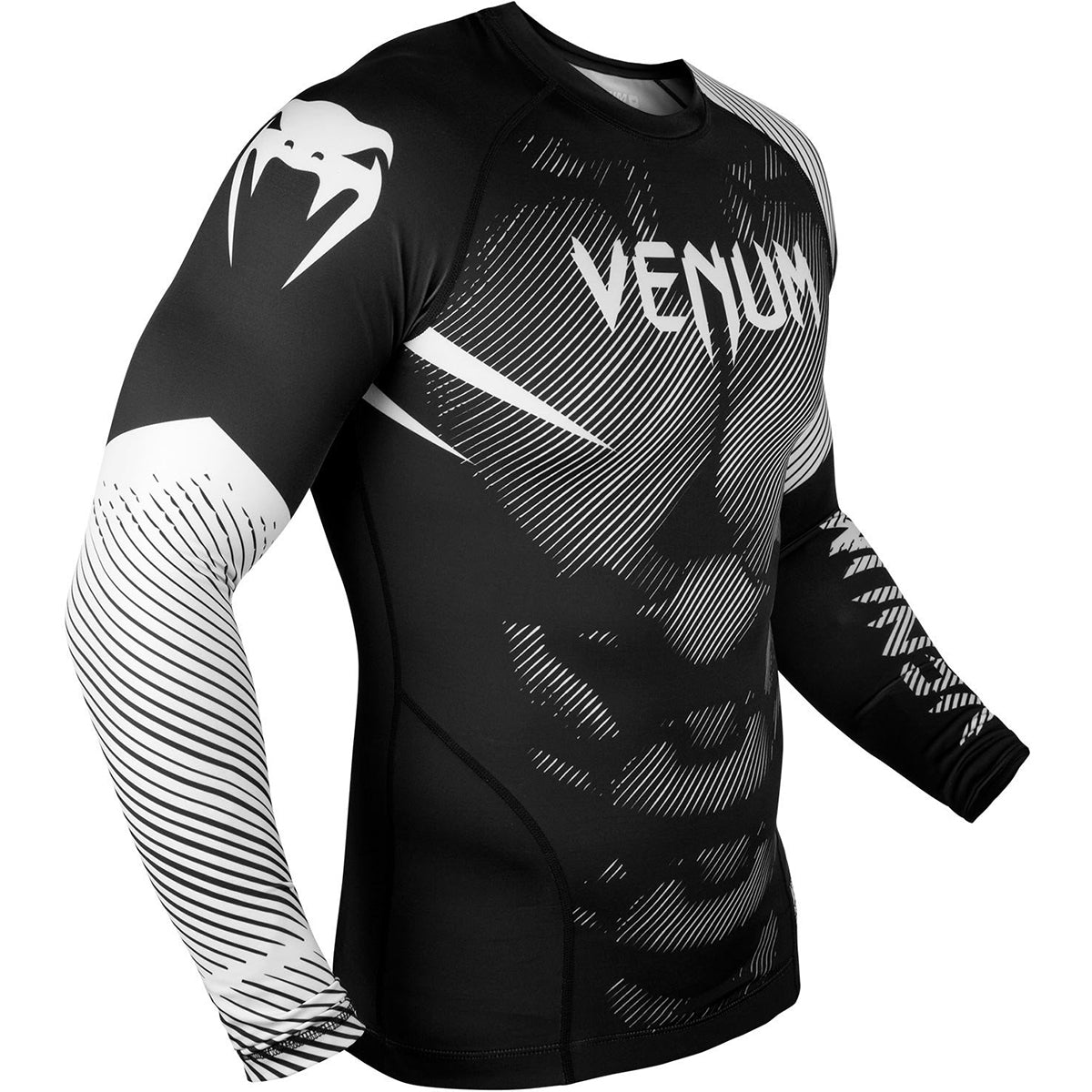Venum No-Gi 2.0 Long Sleeve MMA Compression Rashguard - Black/White Venum