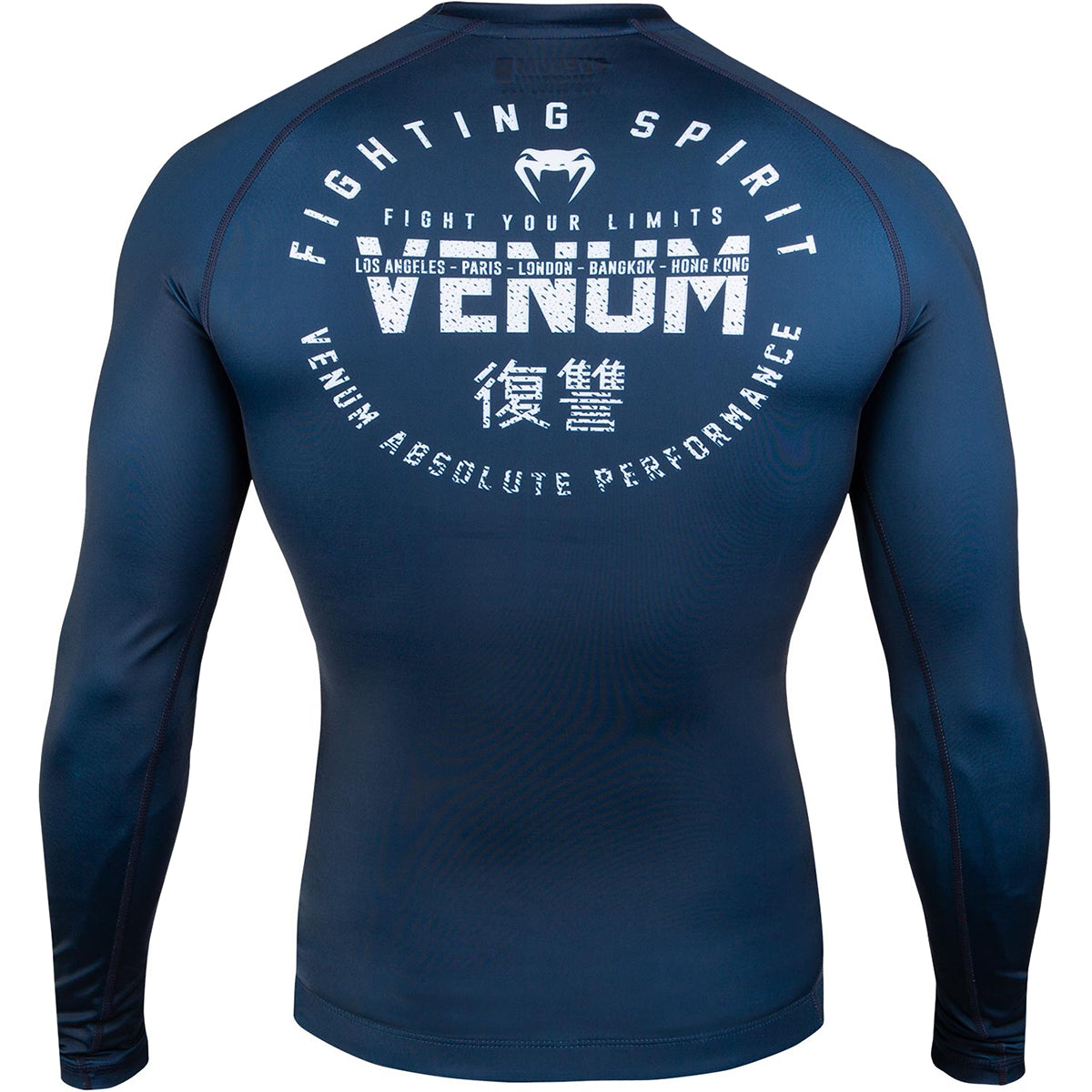 Venum Signature Long Sleeve Compression Rashguard - Navy Blue/White Venum