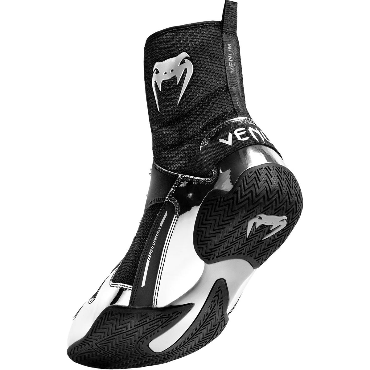 Venum Elite Professional Boxing Shoes - Black/Silver Venum