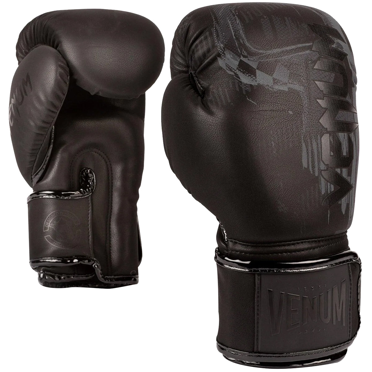Venum Skull Hook and Loop Boxing Gloves - Black/Black Venum