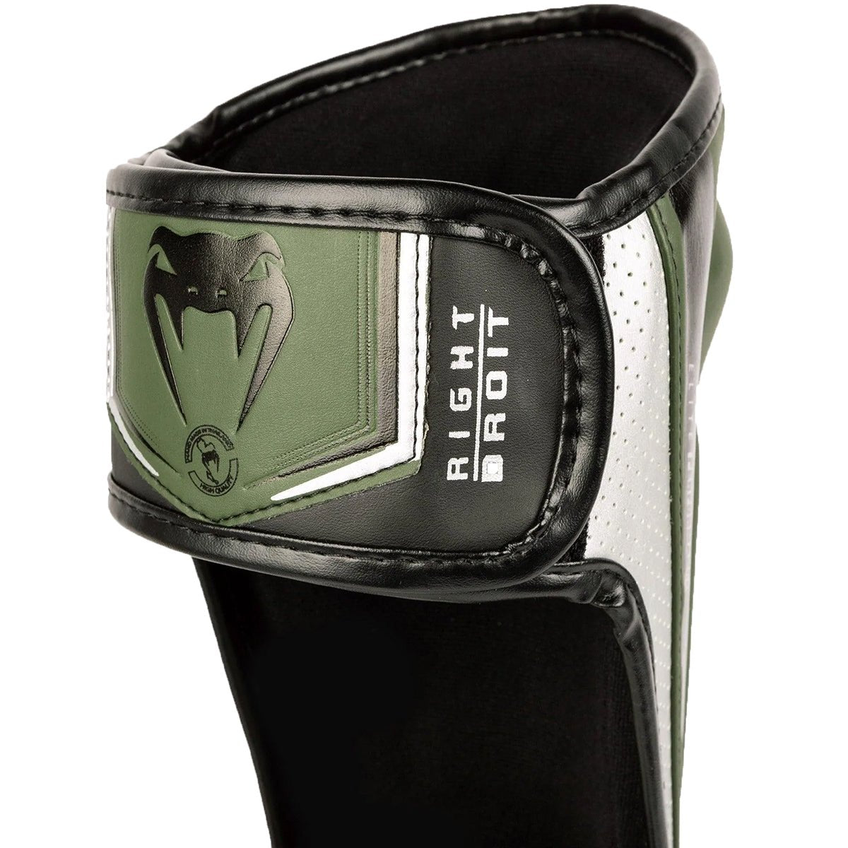 वेनम एलीट इवो प्रोटेक्टिव शिन इनस्टेप गार्ड्स - खाकी/सिल्वर - फोर्ज़ा स्पोर्ट्स