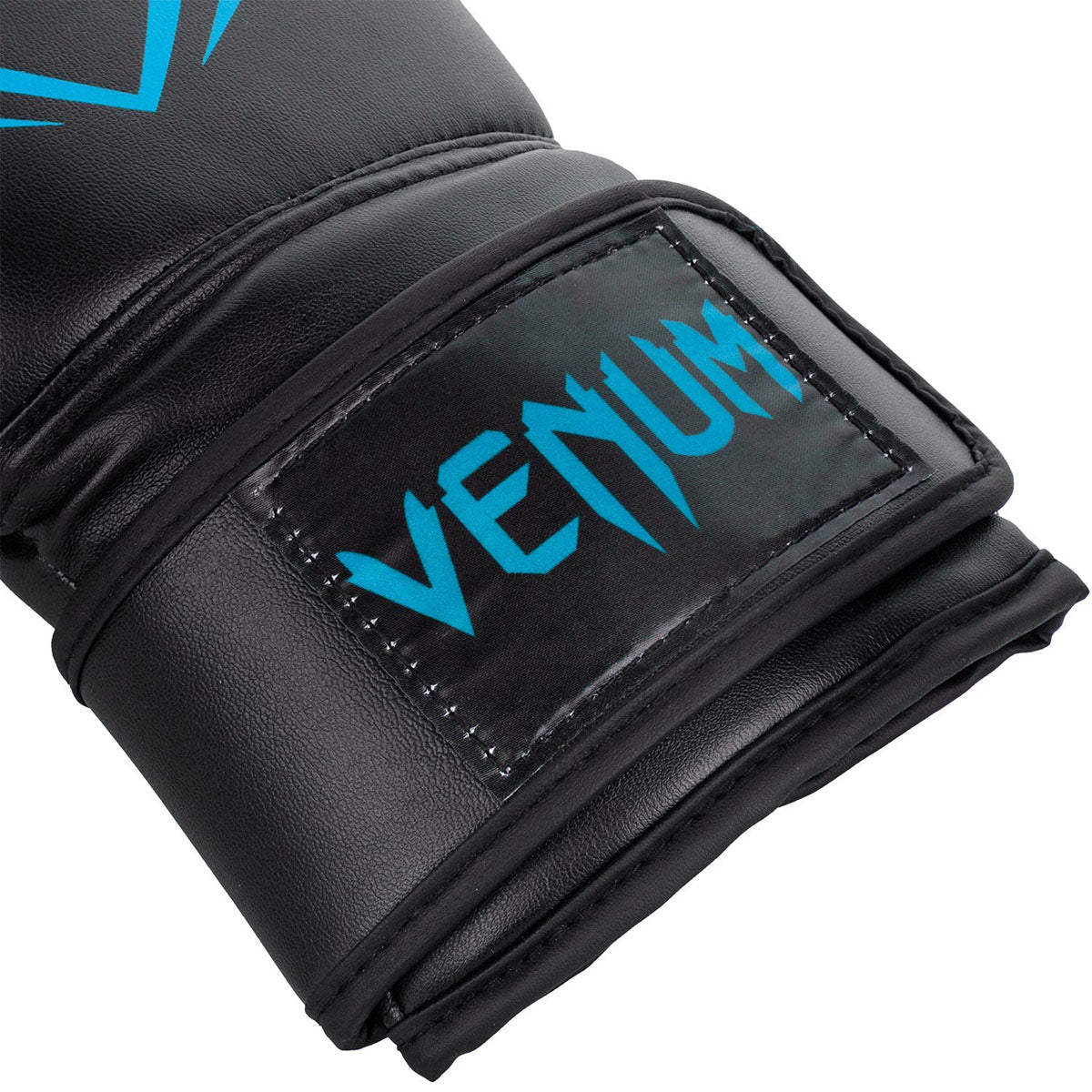 Venum Contender Hook and Loop Training Boxing Gloves - Black/Cyan - Forza Sports