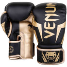 Venum Elite Skintex Leather Hook and Loop Training Boxing Gloves - Black/Gold - Forza Sports