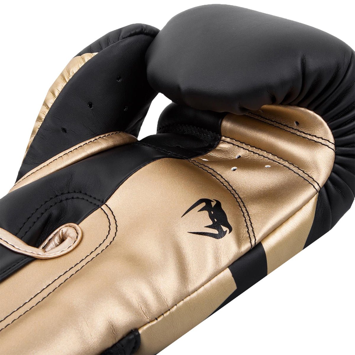 Venum Elite Skintex Leather Hook and Loop Training Boxing Gloves - Black/Gold - Forza Sports