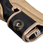 Venum Elite Skintex Leather Hook and Loop Training Boxing Gloves - Black/Gold - Forza Sports