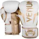 Venum Elite Skintex Leather Hook and Loop Training Boxing Gloves - White/Gold - Forza Sports