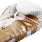 Venum Elite Skintex Leather Hook and Loop Training Boxing Gloves - White/Gold - Forza Sports