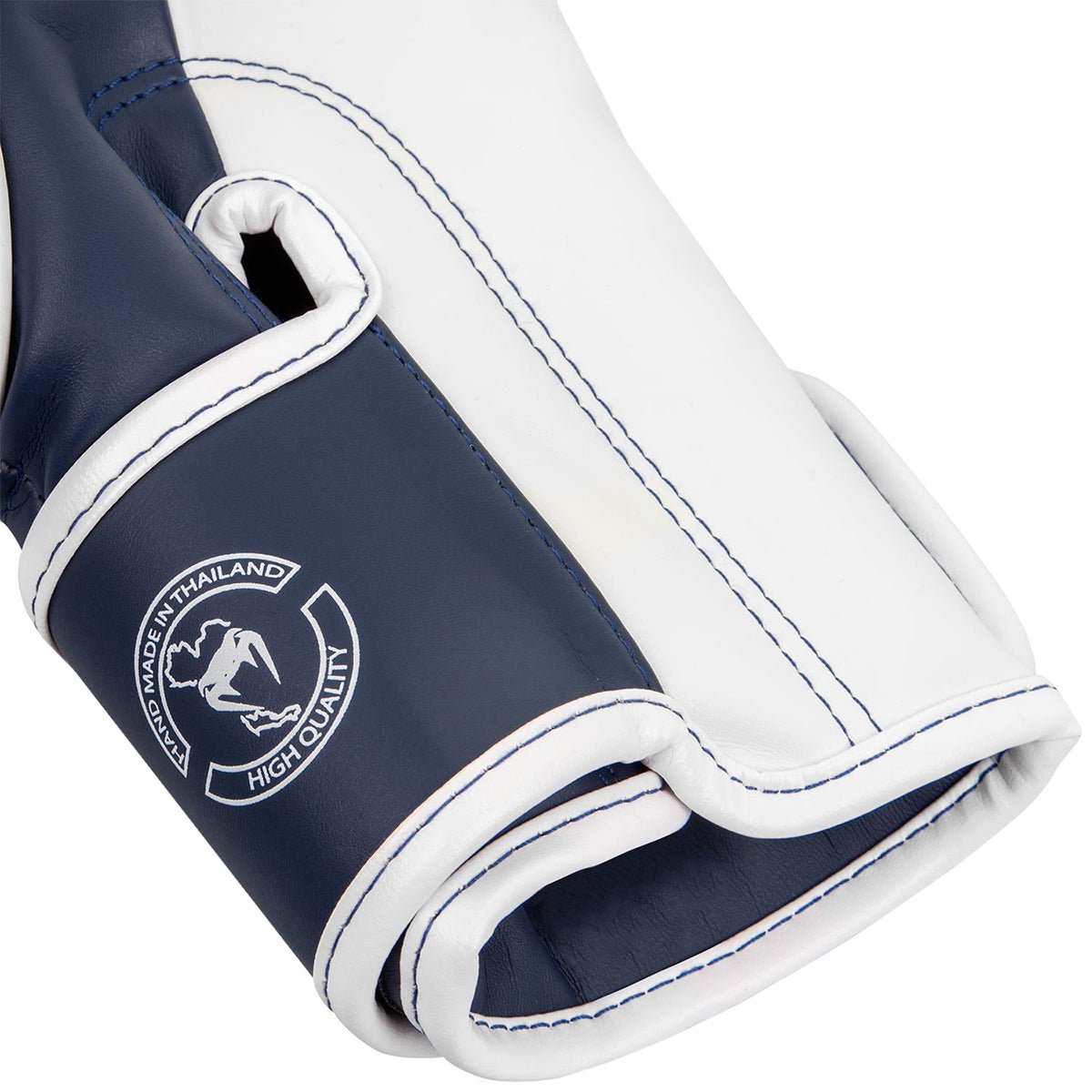 Venum Elite Skintex Leather Hook and Loop Training Boxing Gloves - White/Navy Blue - Forza Sports