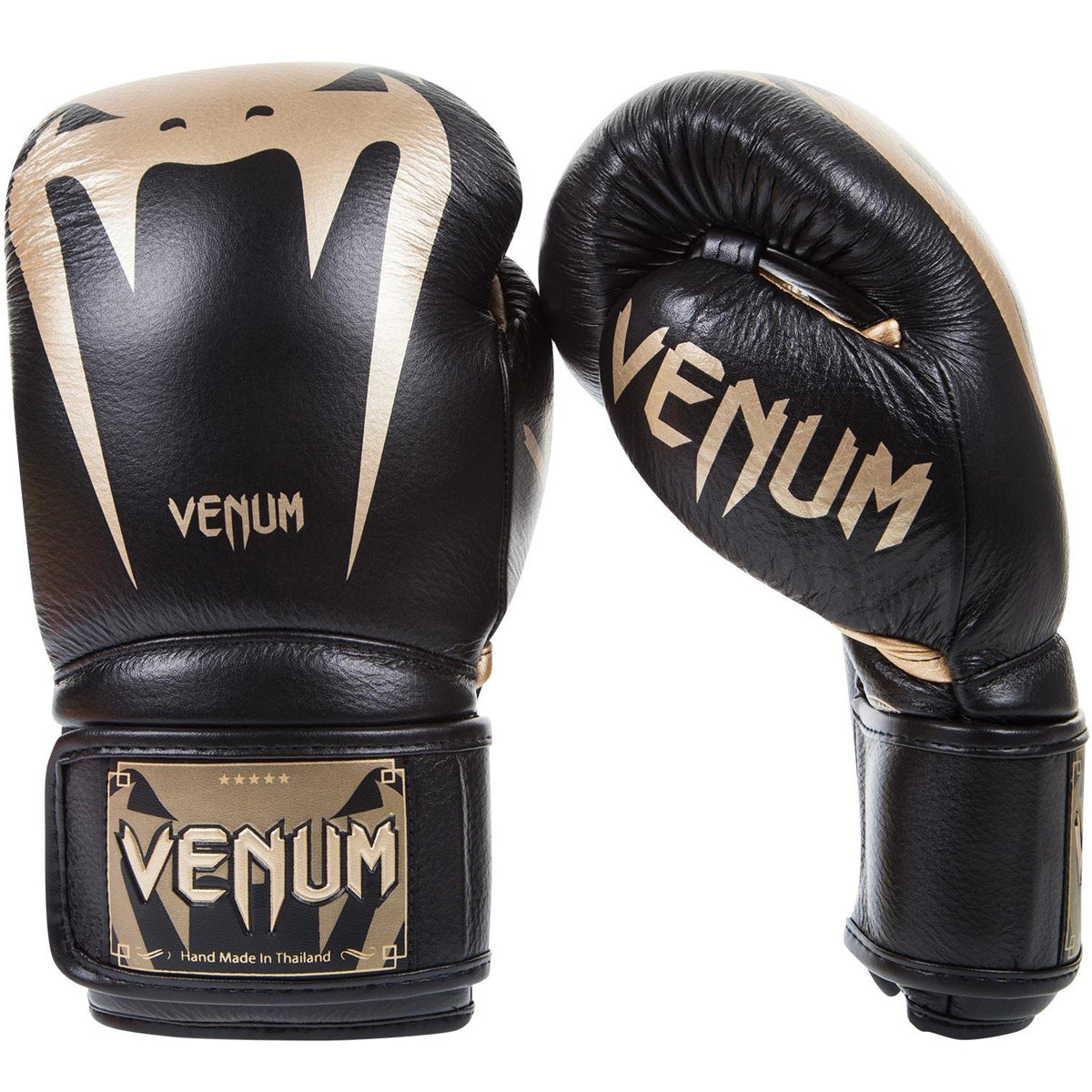 Venum Giant 3.0 Nappa Leather Hook and Loop Boxing Gloves - Black