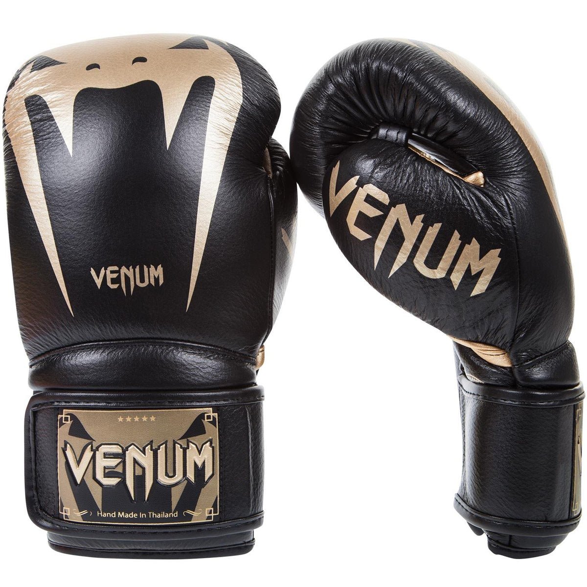 Venum Giant 3.0 Nappa Leather Hook and Loop Boxing Gloves - Black/Gold - Forza Sports