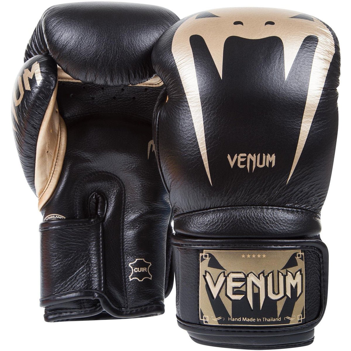 Venum Giant 3.0 Nappa Leather Hook and Loop Boxing Gloves - Black/Gold - Forza Sports