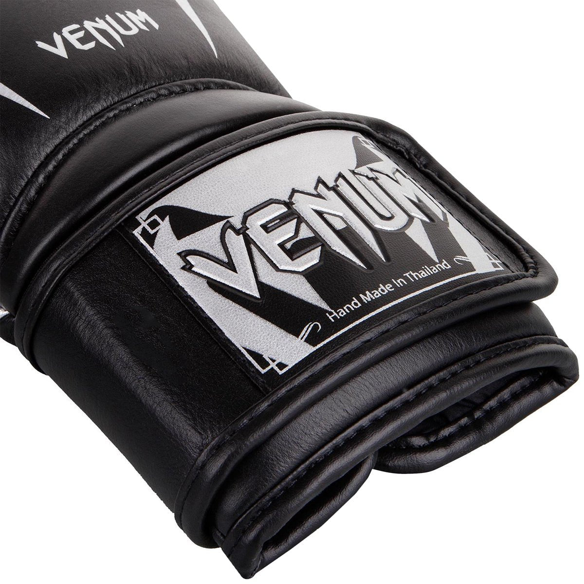 Venum Giant 3.0 Nappa Leather Hook and Loop Training Boxing Gloves - Black/Silver - Forza Sports