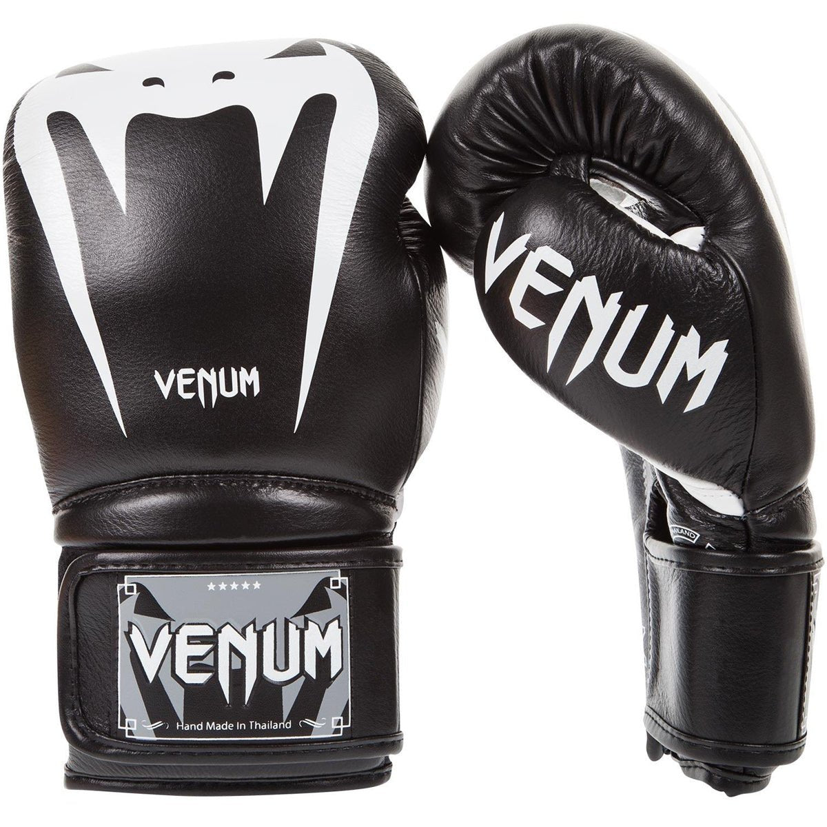 Venum Giant 3.0 Nappa Leather Hook and Loop Boxing Gloves - Black/White - Forza Sports