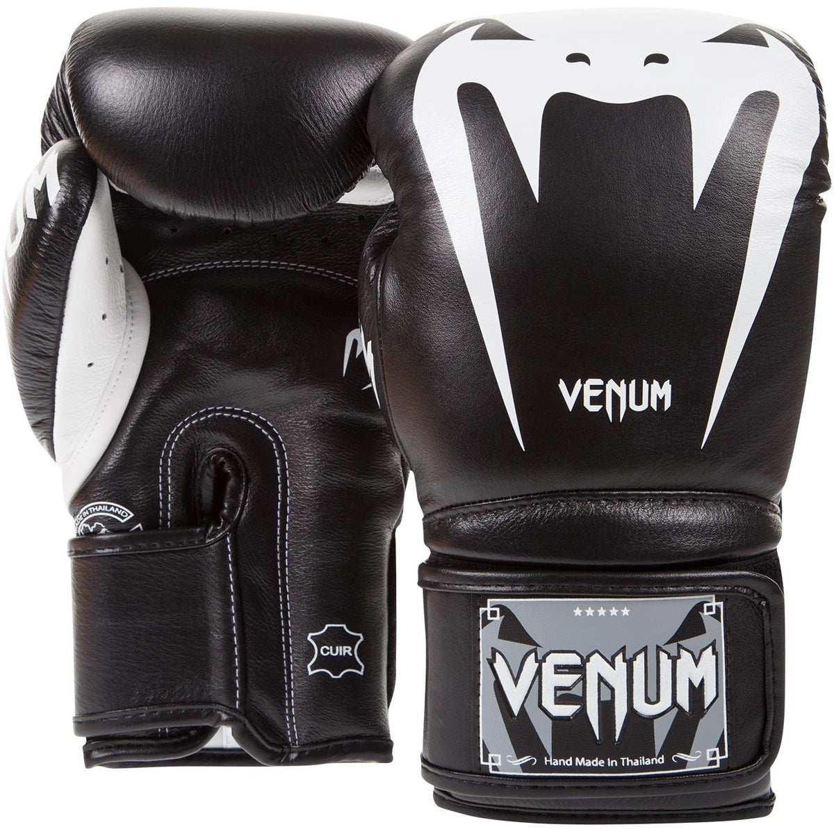 Venum Giant 3.0 Nappa Leather Hook and Loop Boxing Gloves - Black/White - Forza Sports