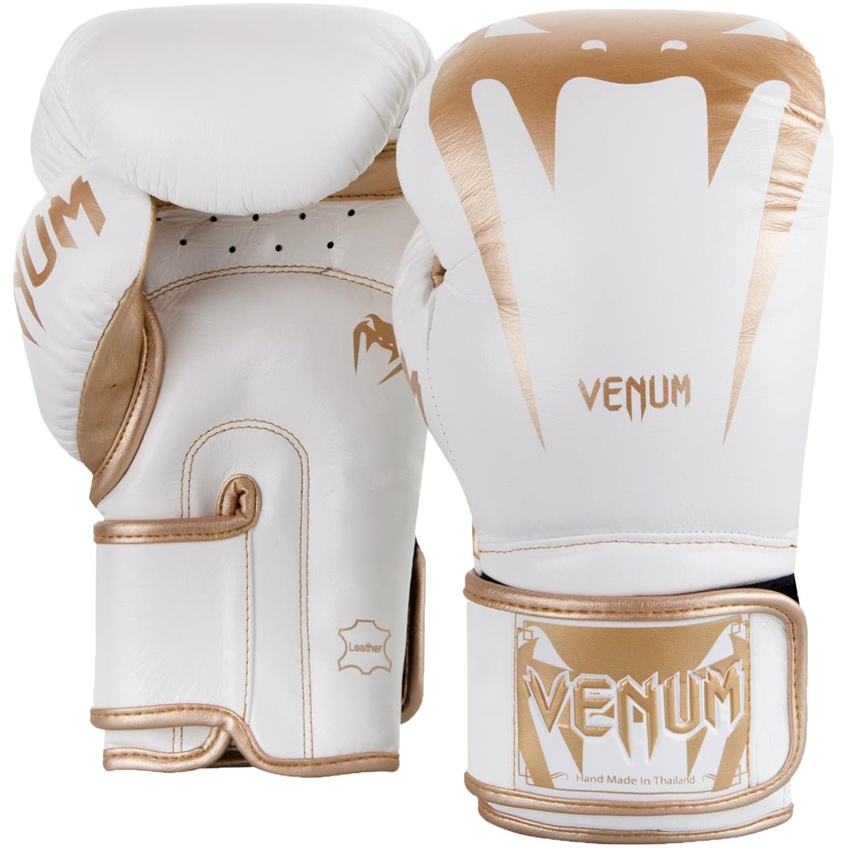 Venum Giant 3.0 Nappa Leather Hook and Loop Training Boxing Gloves - White/Gold - Forza Sports
