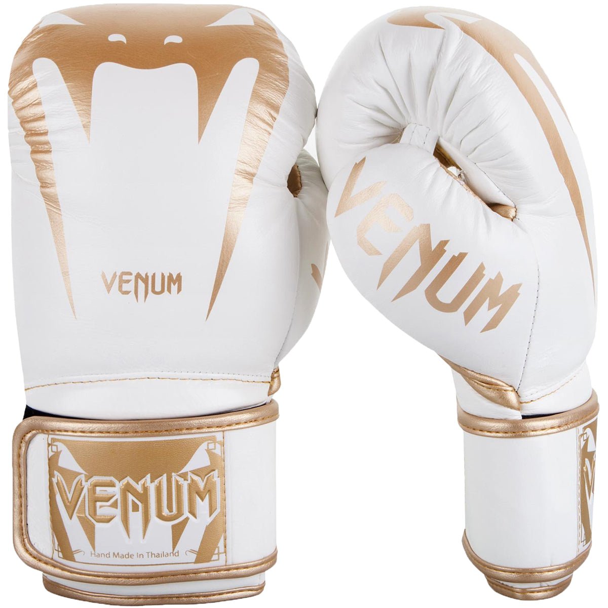Venum Giant 3.0 Nappa Leather Hook and Loop Training Boxing Gloves - White/Gold - Forza Sports