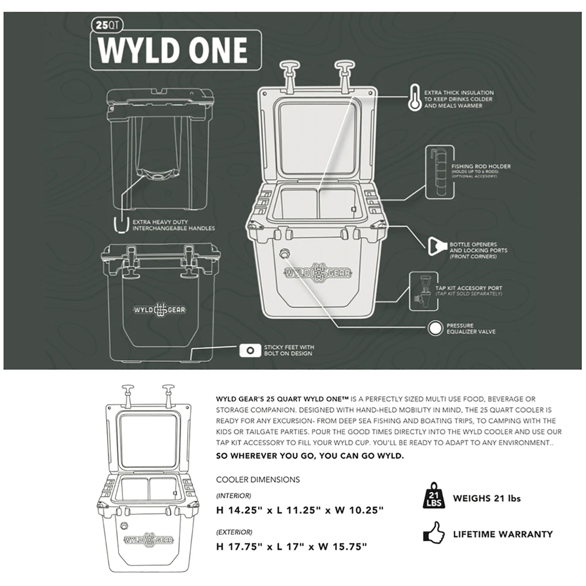 Wyld Gear 25 Quart Wyld One Hard Cooler - White/Grey Wyld Gear