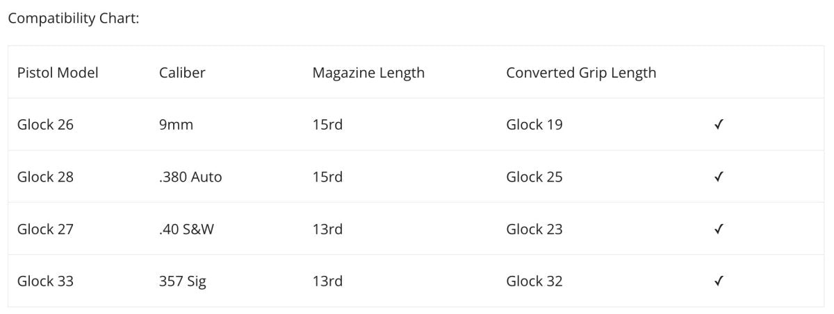 XTech Tactical Mag - Adapt 26 - 15 Magazine Sleeve Adapter for Glock 26, 27, 28, 33 - Forza Sports