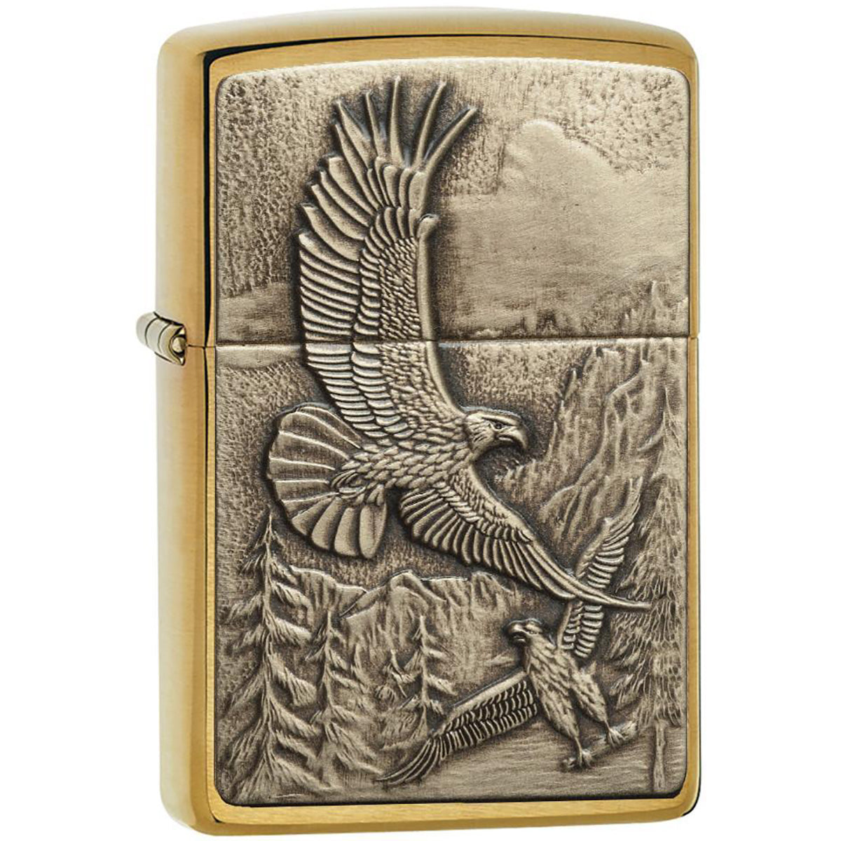 Zippo Brushed Brass Where the Eagle Dare Emblem Pocket Lighter Zippo