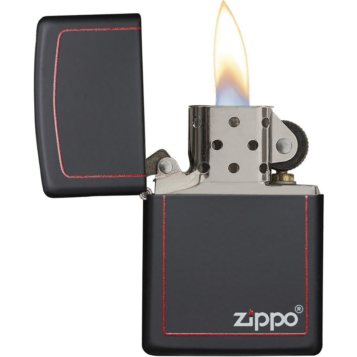 Zippo Black Matte Lighter with Border Zippo