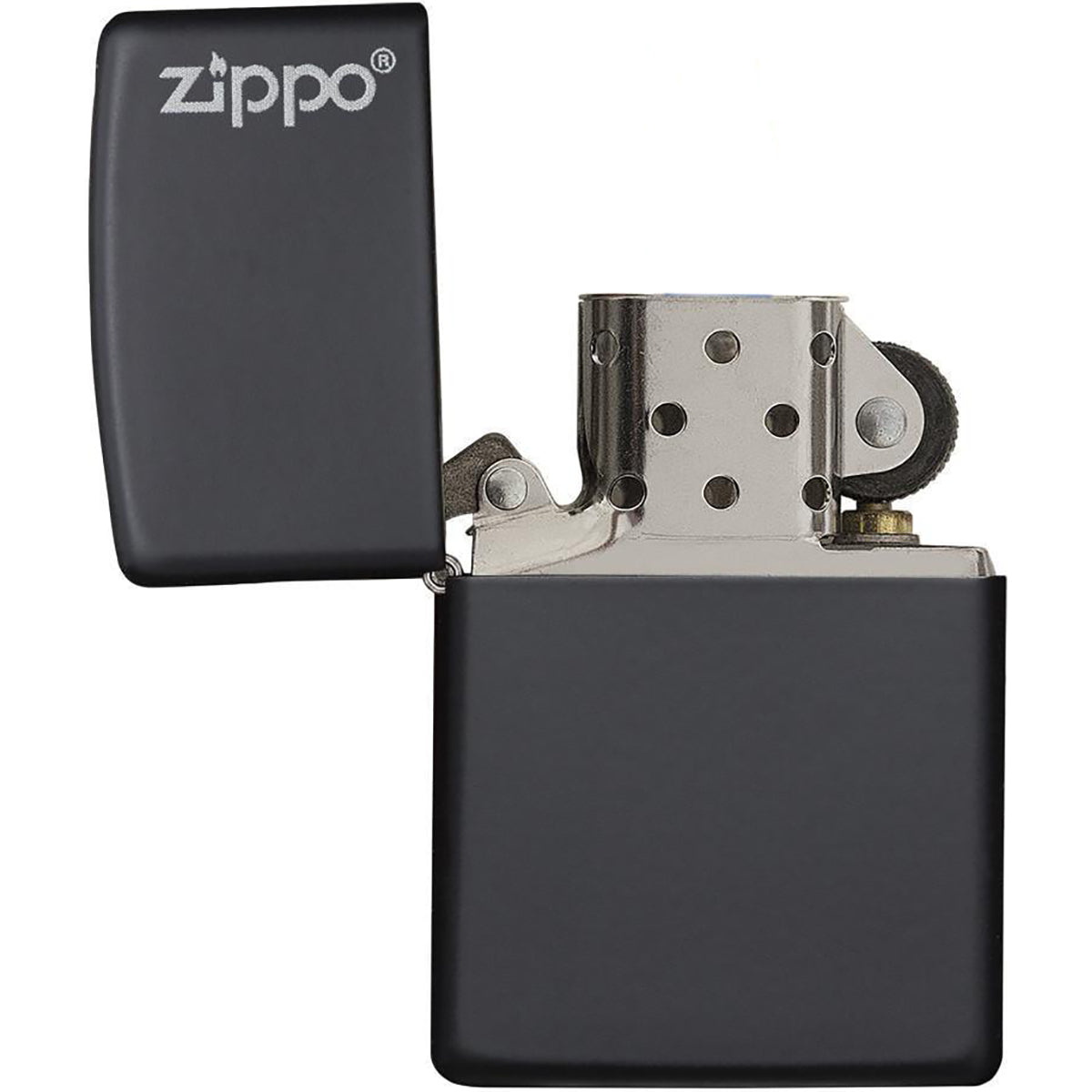 Zippo Logo Matte Pocket Lighter - Black Zippo