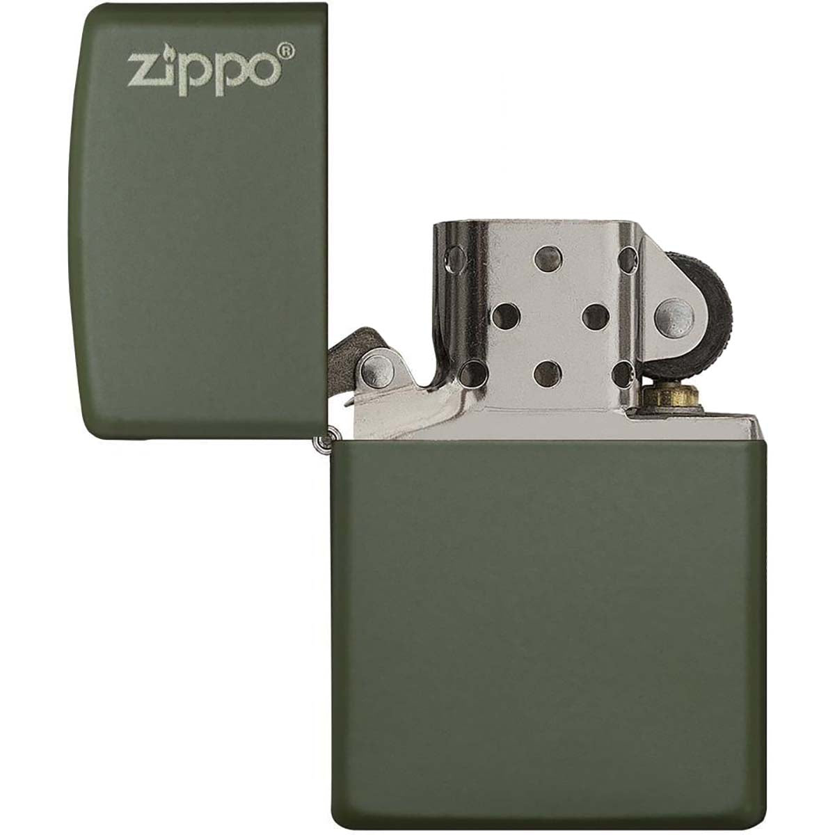 Zippo Logo Matte Pocket Lighter - Green Zippo