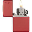 Zippo Logo Matte Pocket Lighter - Red Zippo
