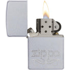 Zippo Scroll Logo Satin Chrome Pocket Lighter Zippo