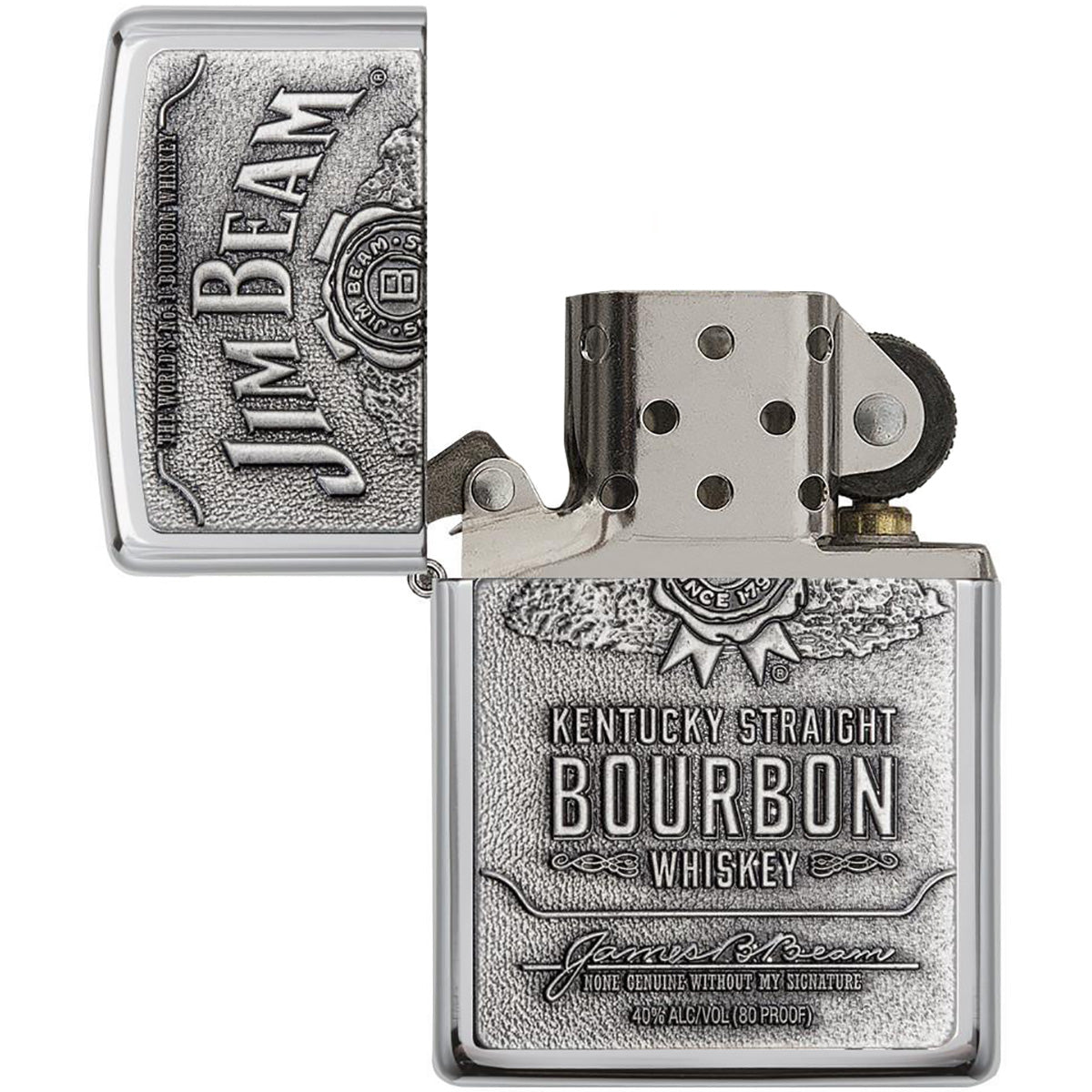 Zippo Jim Beam Pewter Emblem Pocket Lighter Zippo