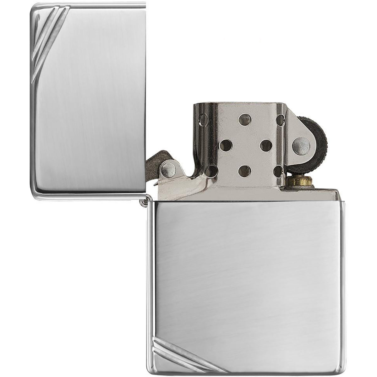 Zippo Vintage High Polish Chrome with Slashes Pocket Lighter Zippo