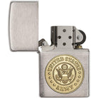 Zippo Brushed Chrome Army Emblem Pocket Lighter Zippo