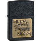 Zippo Brass Embossed Logo Black Crackle Pocket Lighter Zippo