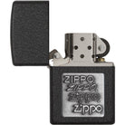 Zippo Pewter Embossed Logo Black Crackle Pocket Lighter Zippo