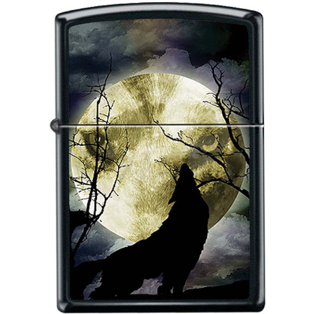 Zippo Moon Howling Wolf Black Matte Pocket Lighter