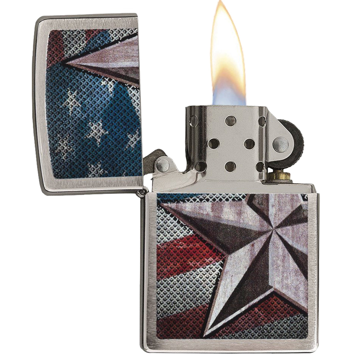 Zippo Retro Star Brushed Chrome Windproof Pocket Lighter Zippo