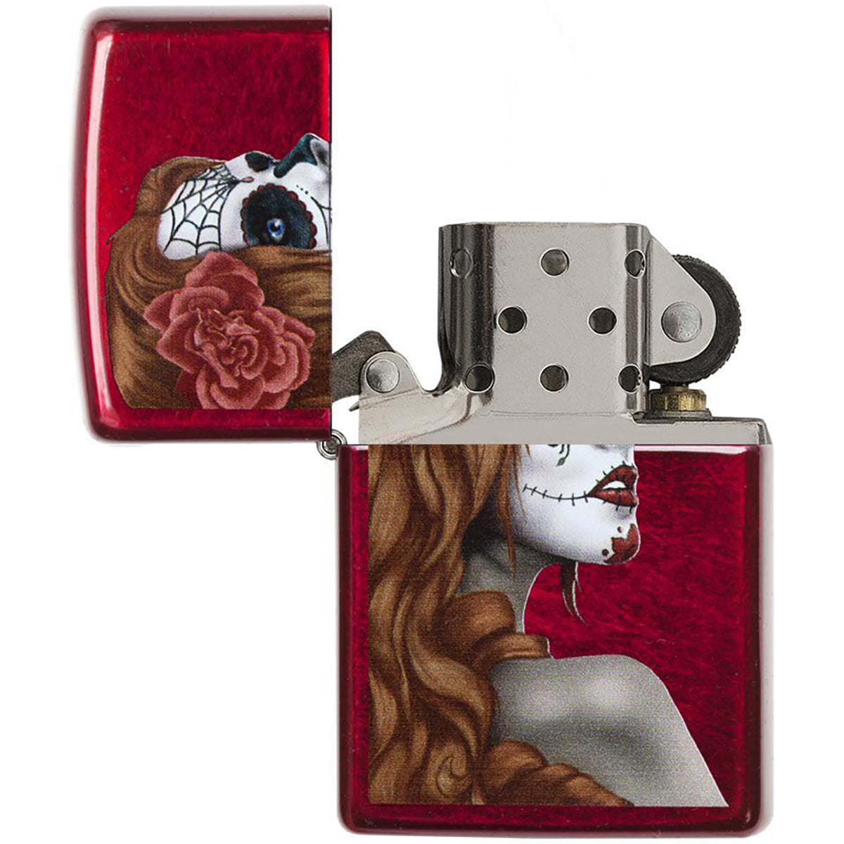 Zippo Day of The Dead Candy Apple Red Pocket Lighter Zippo